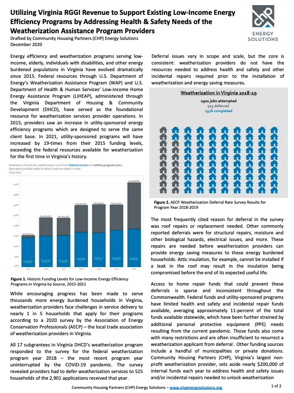 Utilizing Virginia RGGI Revenue to Support Existing Low-Income Energy Efficiency Programs PDF image